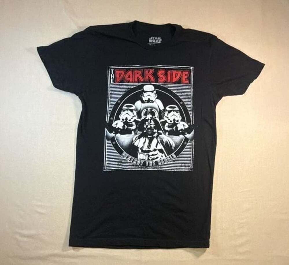 Star Wars The Dark Side Darth Vader Stormtroopers Graphic T-Shirt Black Small